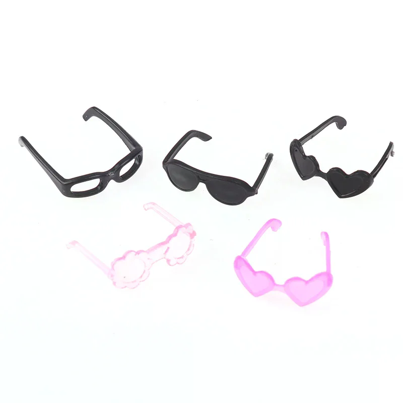 20Pcs Mini Round Frame Plastic Eyeglasses Random Color Doll Eyewear Decor Fashion Dress Up Accessories For Dolls Kids Play Toys