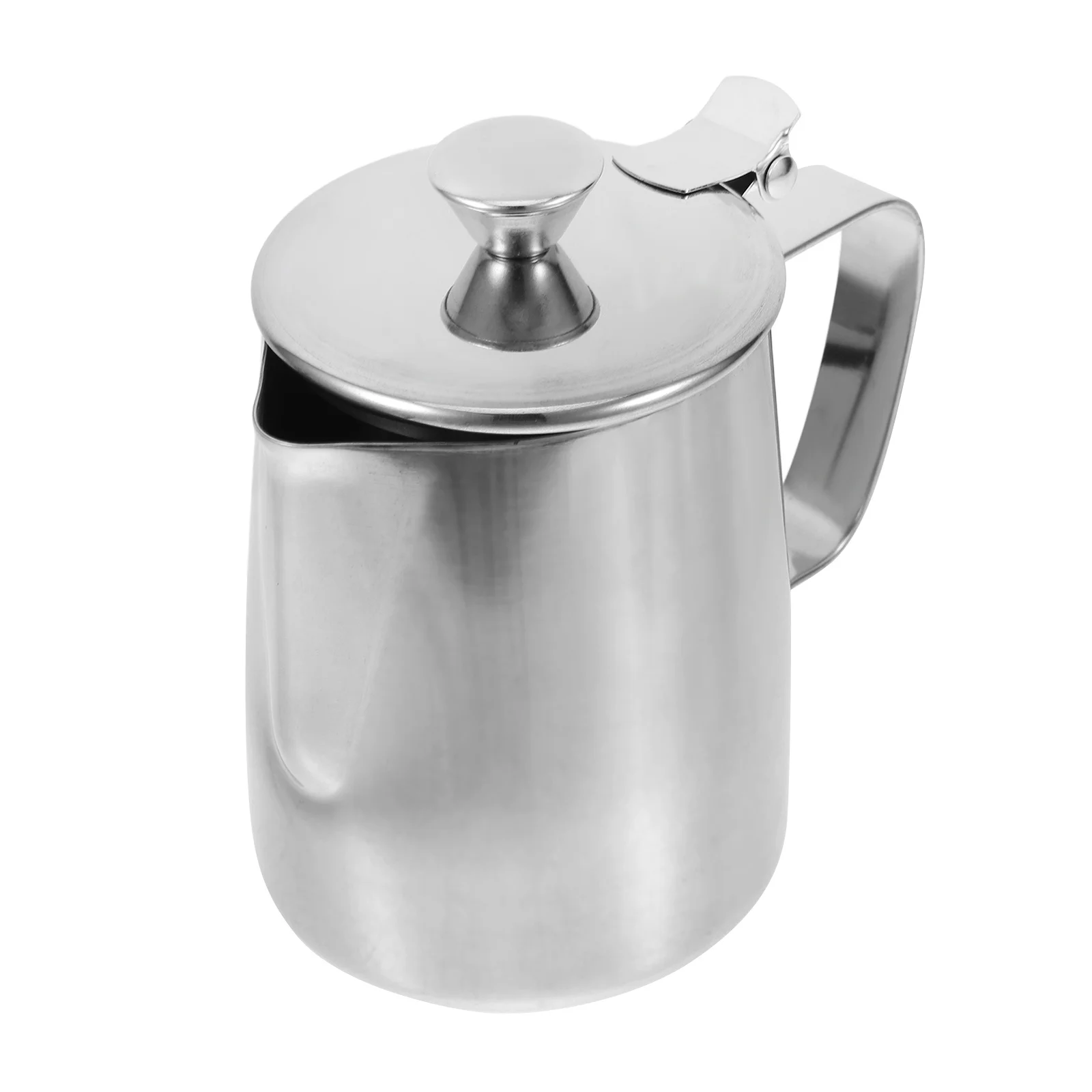 

Stainless Steel Coffee Milk Frothing Pitcher Lid 350Ml Precise Spout Latte Art Espresso Jug Milk Frother Cup Handle Stainless