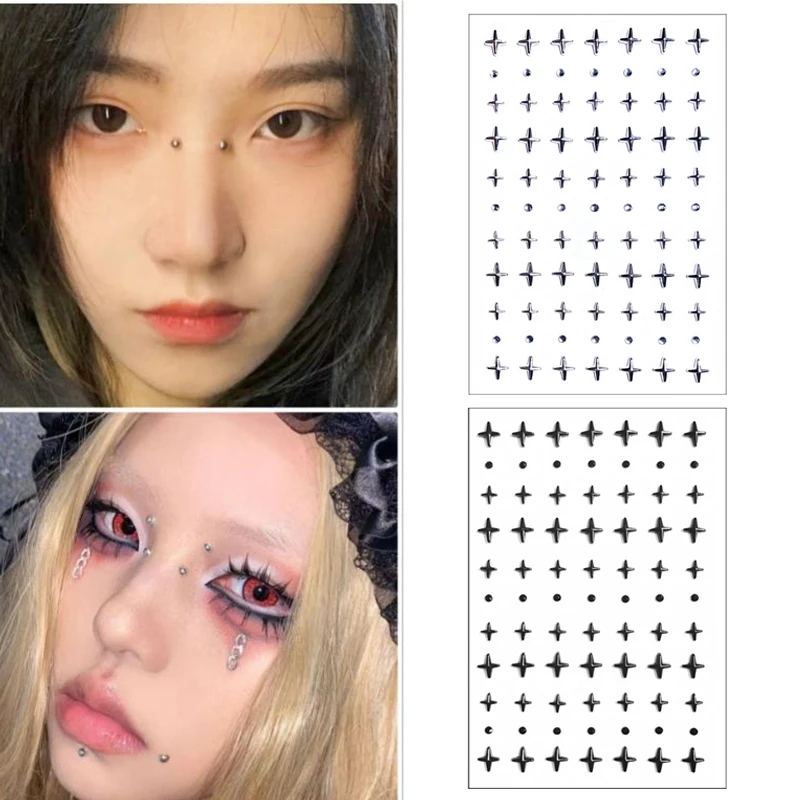New 1Sheet Non Piercing Lip Nails Sticker Self Adhesive Waterproof Reusable Fake Lip Nail Eyebrow Ring Body Belly Button Jewelry