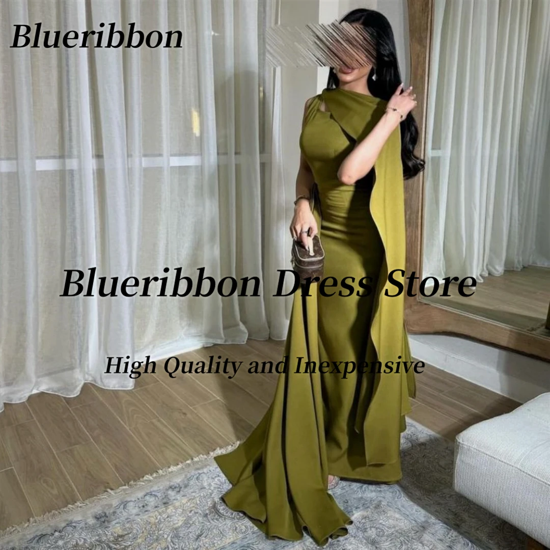 

Blueribbon فستان حفلات الزفاف Saudi Arabia Women Wear Side Slit Long Evening Party Dress Wraps Sexy Prom Formal Occasion Gowns