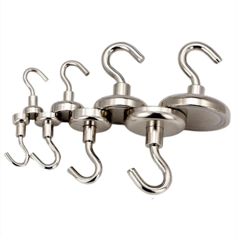 1/4/8PCS Metal Strong Magnetic Hooks Wall-Mounted Heavy Duty Magnet Hook Key Coat Hanging Hanger Home Kitchen Bathroom Storage