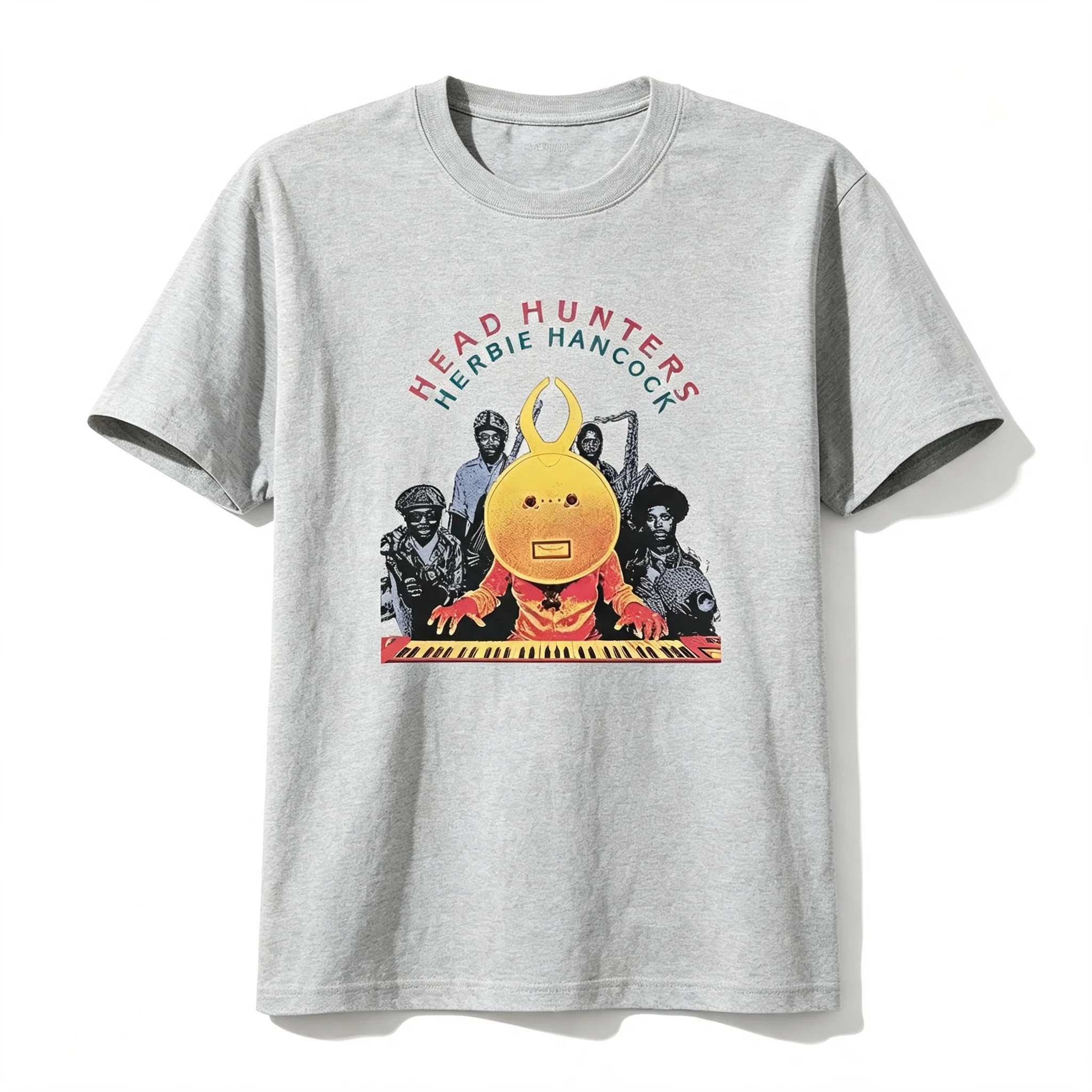 Vintage Herbie Hancock Headhunters Jazz Funk Bedrucktes T-Shirt Unisex 100% Baumwolle Retro Musik Streetwear Kurzarm-Shirt – Detail 3