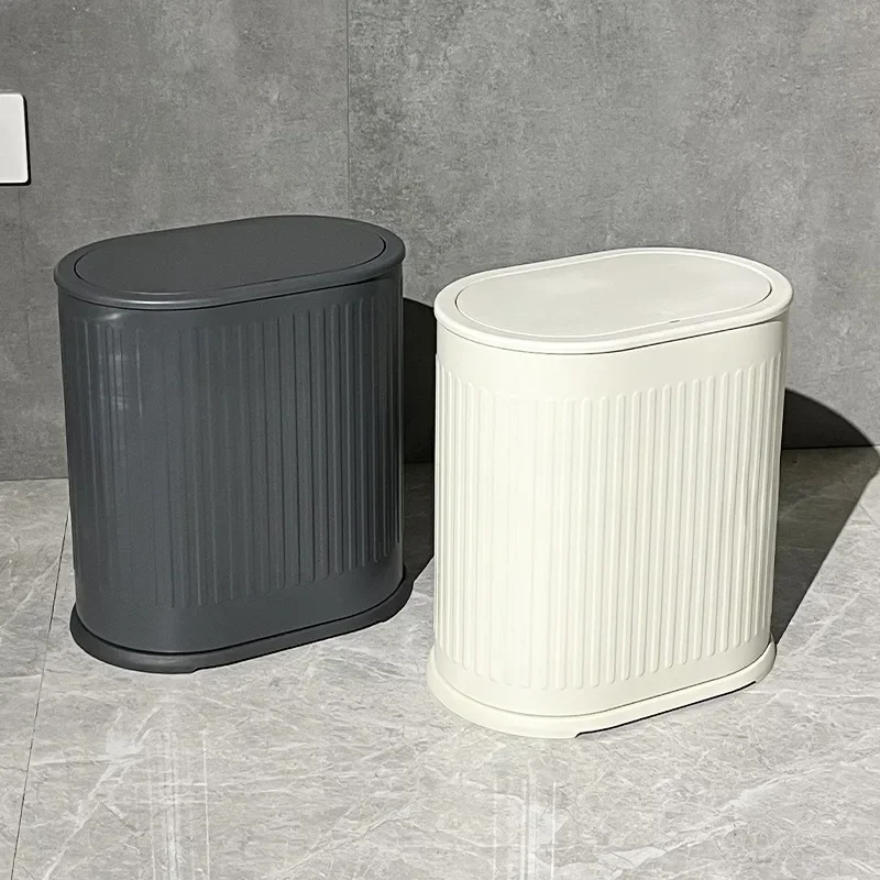Narrow Trash Can Bathroom Touch Trash Cans Luxury Litter Bins Large Capacity Garbage Buckets with Lid Bathrooms Accessories