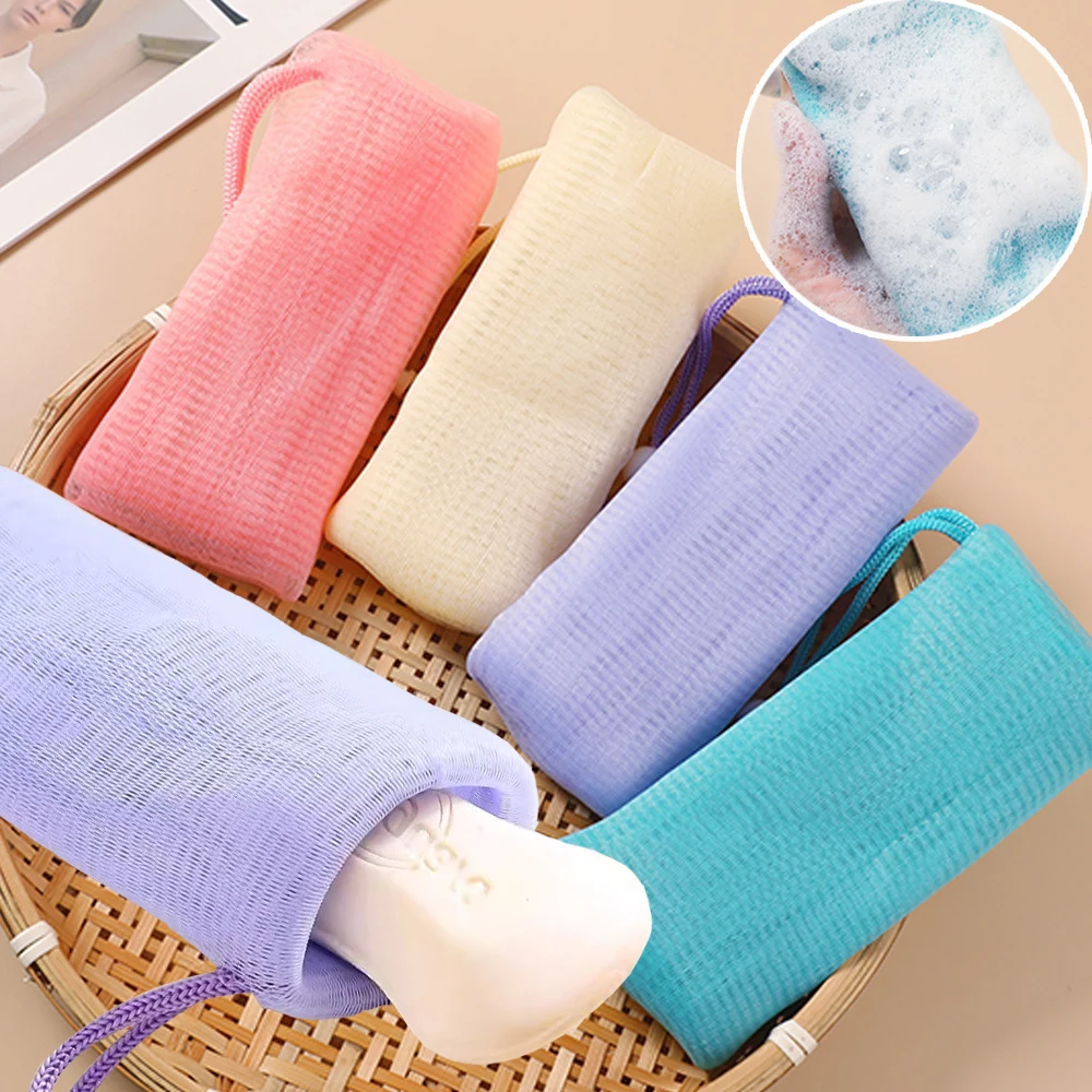 New Thickened 6 Layer Foaming Soap Bag Facial Cleanser Mesh Bag Shower Bubble Foam Net Baby Bath Body Washing Cleaning Sponges