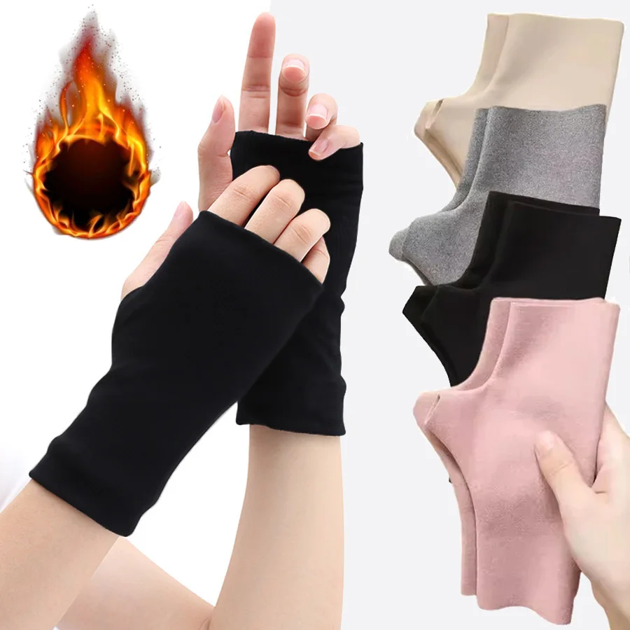 1 paio di guanti mezze dita da donna guanti caldi autunno inverno guanti morbidi e spessi senza dita per scrivere giochi di scrittura ciclismo all'aperto