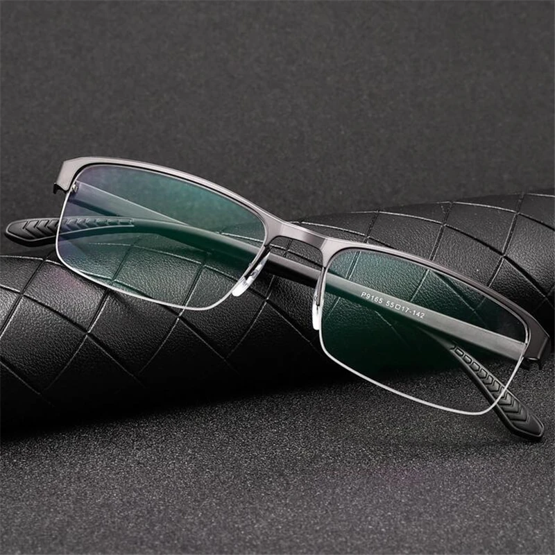 HDCRAFTER Optical Prescription Eyeglasses Frame Men Half Rim Alloy Front Flexible TR-90 Temple Female Customize Myopia Eyewear