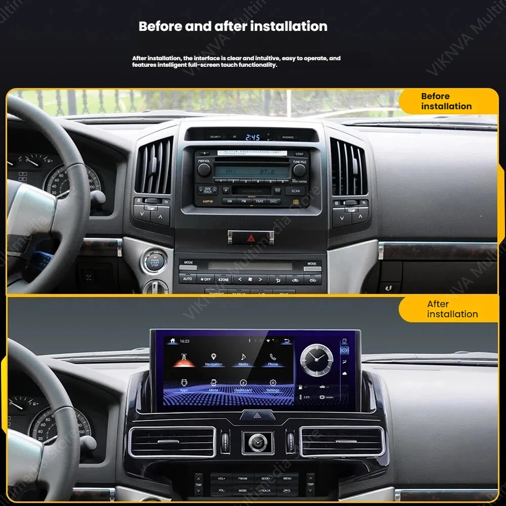 Estéreo Android para Auto de 12.3 Pulgadas, Reproductor de DVD para Auto, Navegación GPS, Radio para Auto para Land Cruiser/LC200 2016-2020