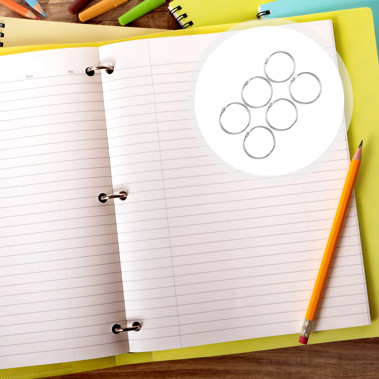 50 قطعة حلقات الموثق أوراق فضفاضة مادة الحديد سطح أملس مرنة مريحة DIY بها بنفسك مكتب المدرسة الموثق خواتم #3