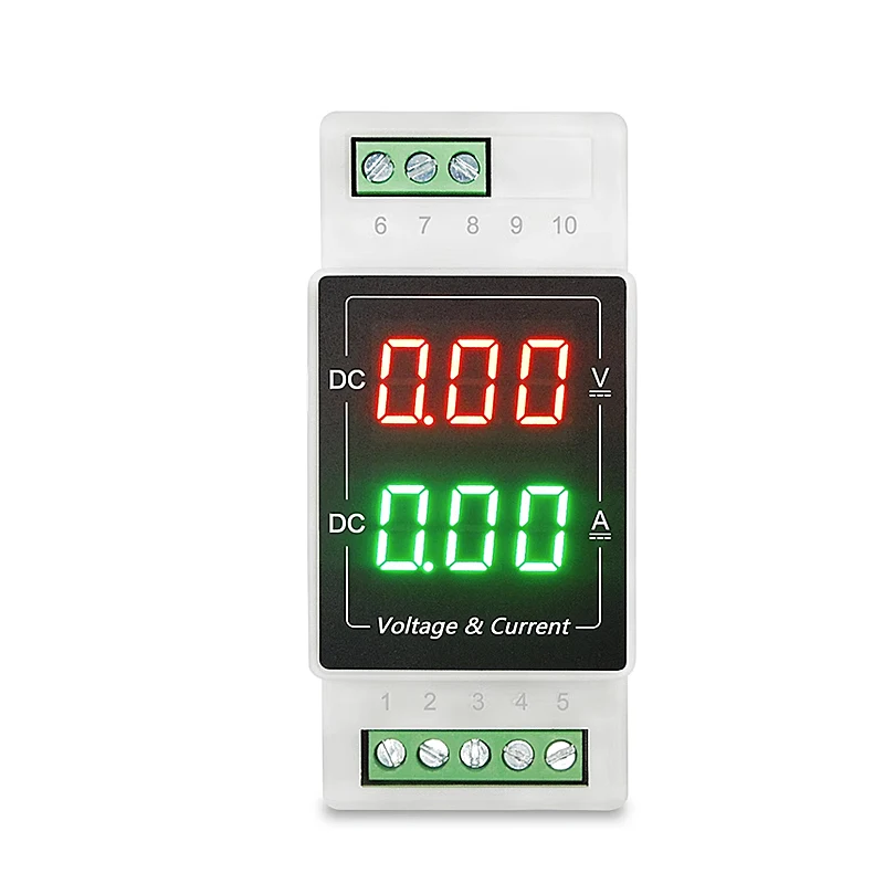 DC Dual Display Current And Voltage Meter DC3.5-30V 20A 50A 100A Din Rail Type Digital Display Ammeter