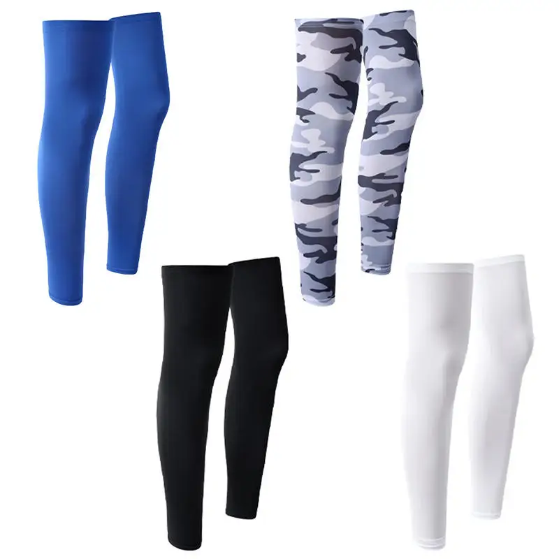 1 Pair Summer Comfortable Running Cycling Legs Sleeve Ice Silk UV Protection Compression Non-Slip Leg Warmer Cooling Sport Gear