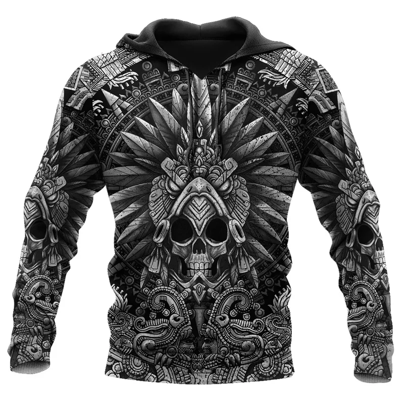 Men's Fashion Spring and Autumn Casual Sweatshirt Mexican Totem 3D Printed Hoodie Neutral Street Casual Sports Hoodie Z0090