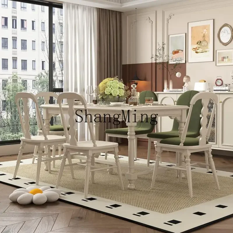 CL  Style Retro Solid Wood Dining Rectangular Light Luxury Modern Minimalist Wabi-Sabi Style Dining Table and Chairs