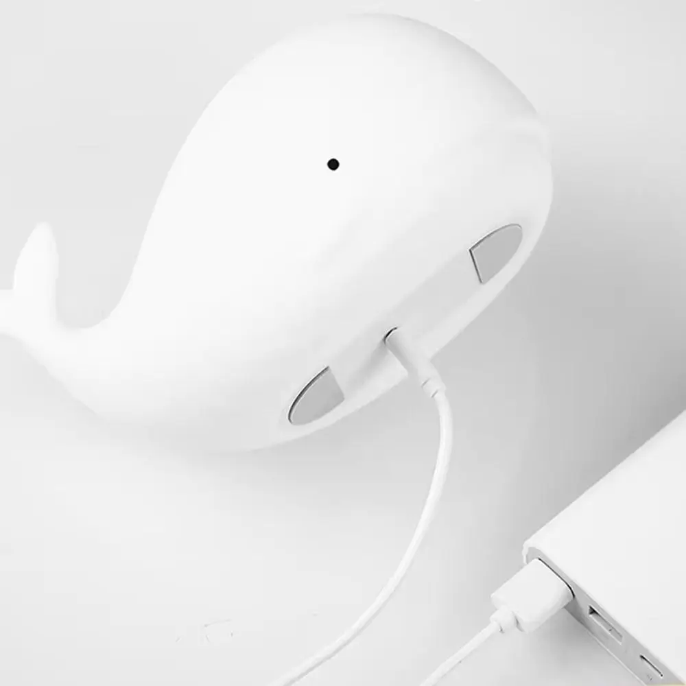 Rechargeable Cartoon Whale Night Light Tap Control Soft Light Sleep Atmosphere Light Eye Protection Soft Silicone