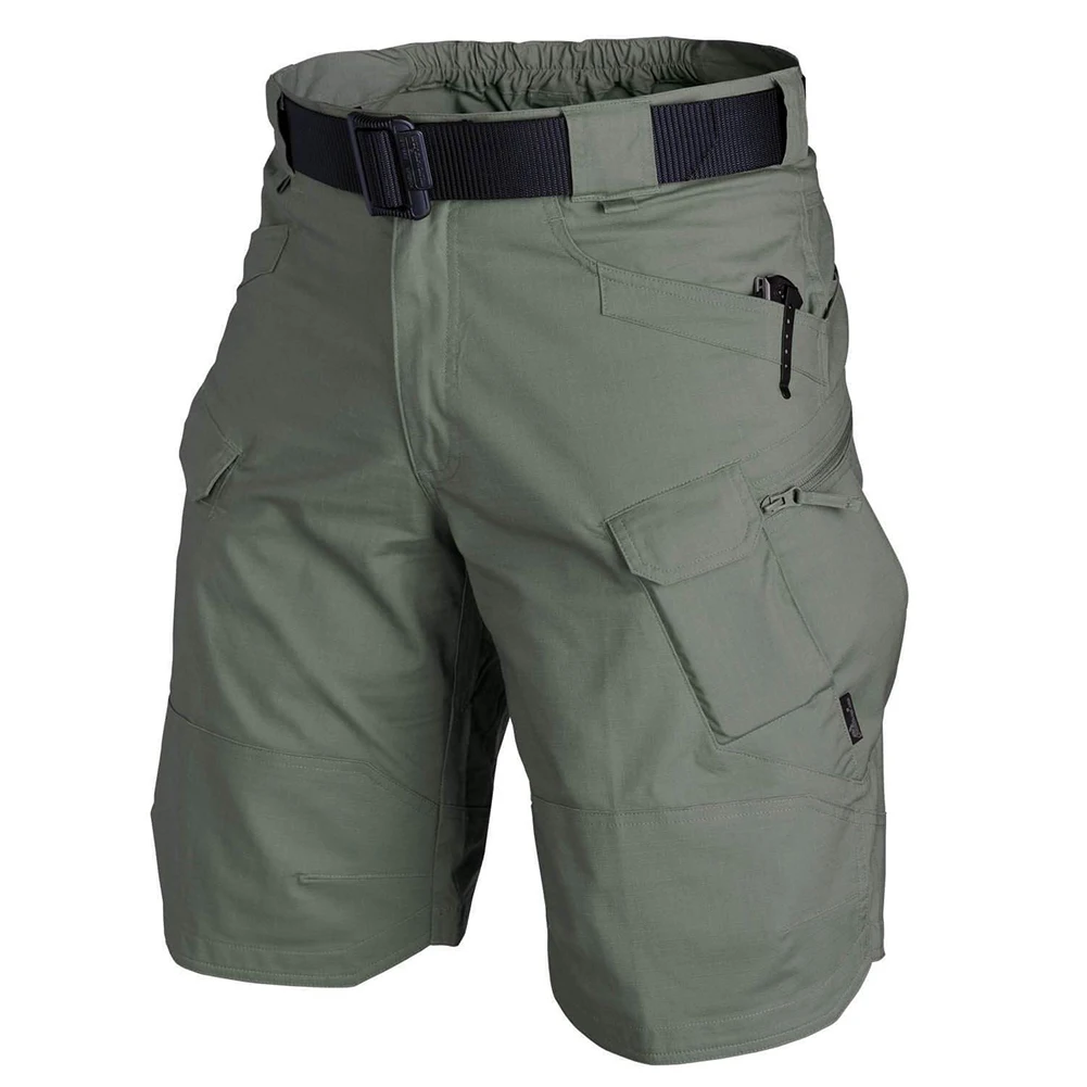 Men Summer Urban Shorts Outdoor Cargo Medium Waistband Shorts Quick Dry Multi Pocket Hiking Capris Solid Male Shorts