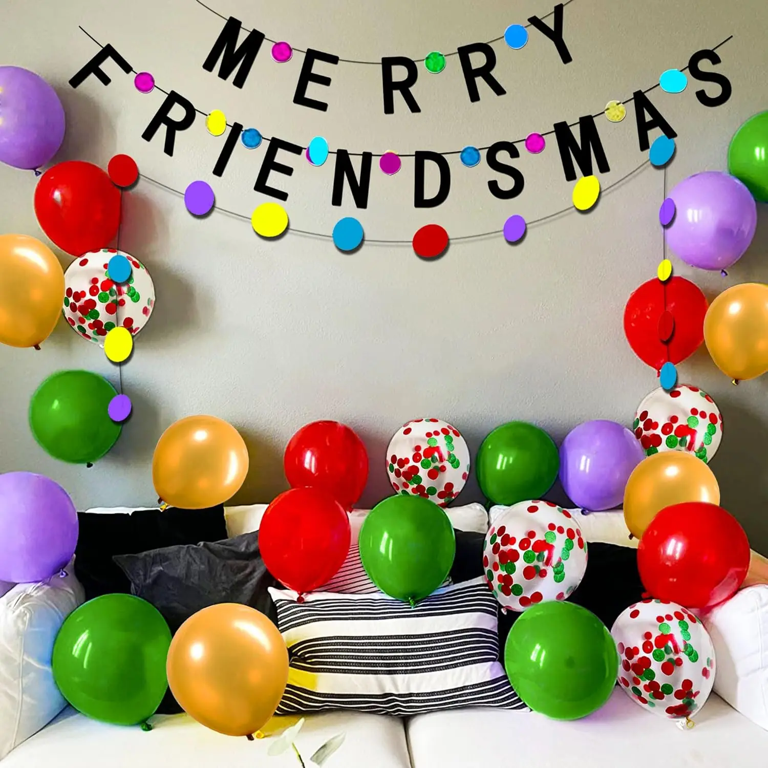 Lavender Merry Friends dekorasi pesta selamat teman balon spanduk Selamat Pesta Natal bertema teman-teman