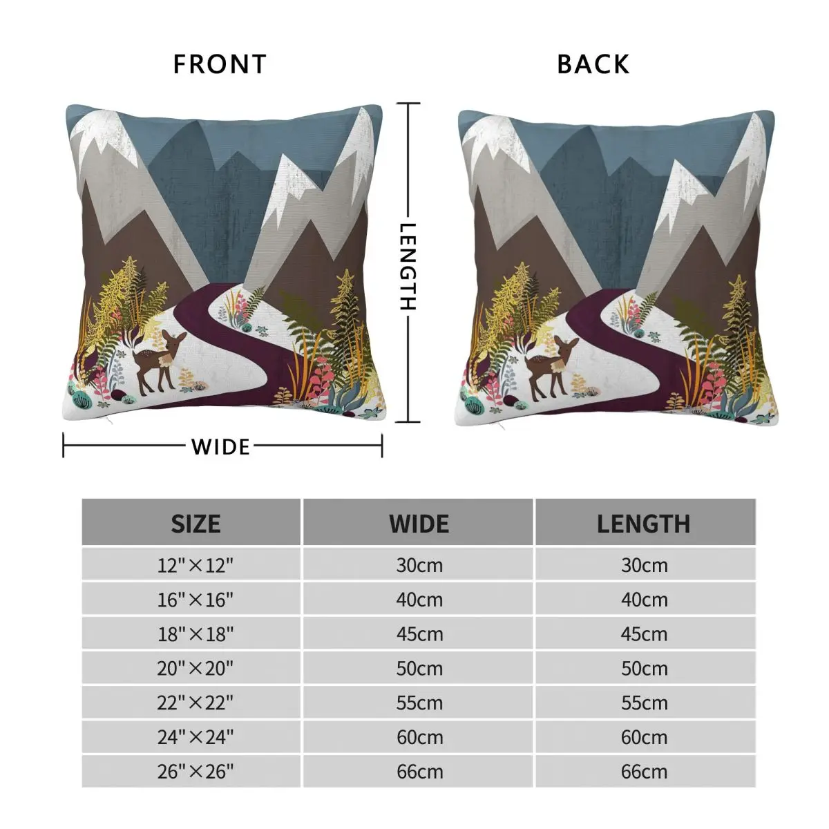 Winter Whimsical Deer Square Pillowcase Polyester Linen Velvet Creative Zip Decor Car Cushion Cover 18