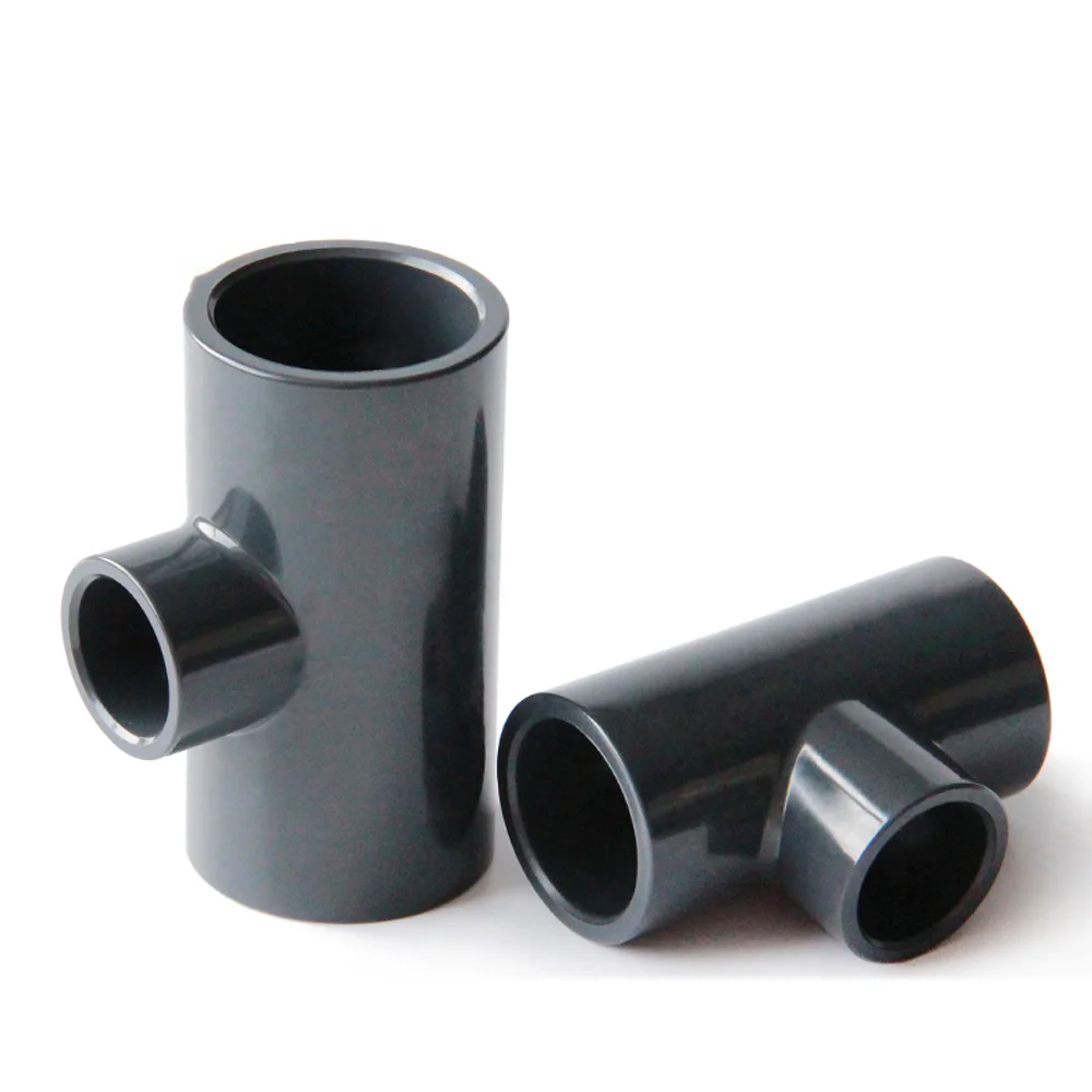 

1pcs ID 20 25 32 40 50 63 75 90mm PVC Reducing Tee 3 Way Connector Adhesive Dark Grey Reducer Adapter Pressure Pipe Fittings