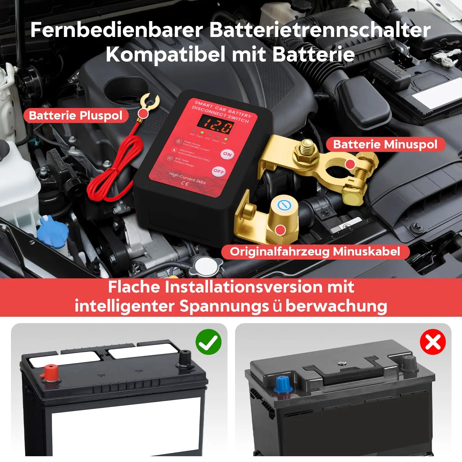 12V Fernbedienung Batterie Trennschalter Smart Spannung Auto Batterie Kill Schalter für Fahrzeug RV ATV Lkw Boot mit LED – Detail 3