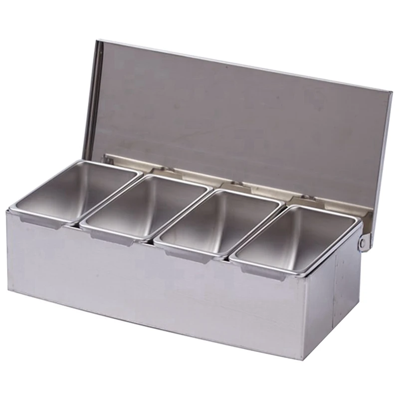 Section Seasoning Box Stainless Steel Ingredients Box Cheese Sauce Salt Sugar Box Spice Jar Baking Tool