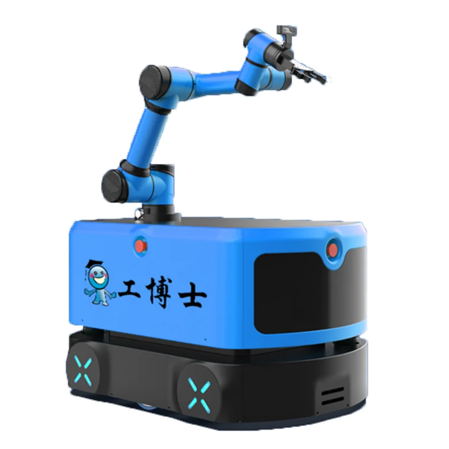 Mobile Robot Two Wheel Differential Driving AGV with 6 Axis Arm for Autonomous Transport