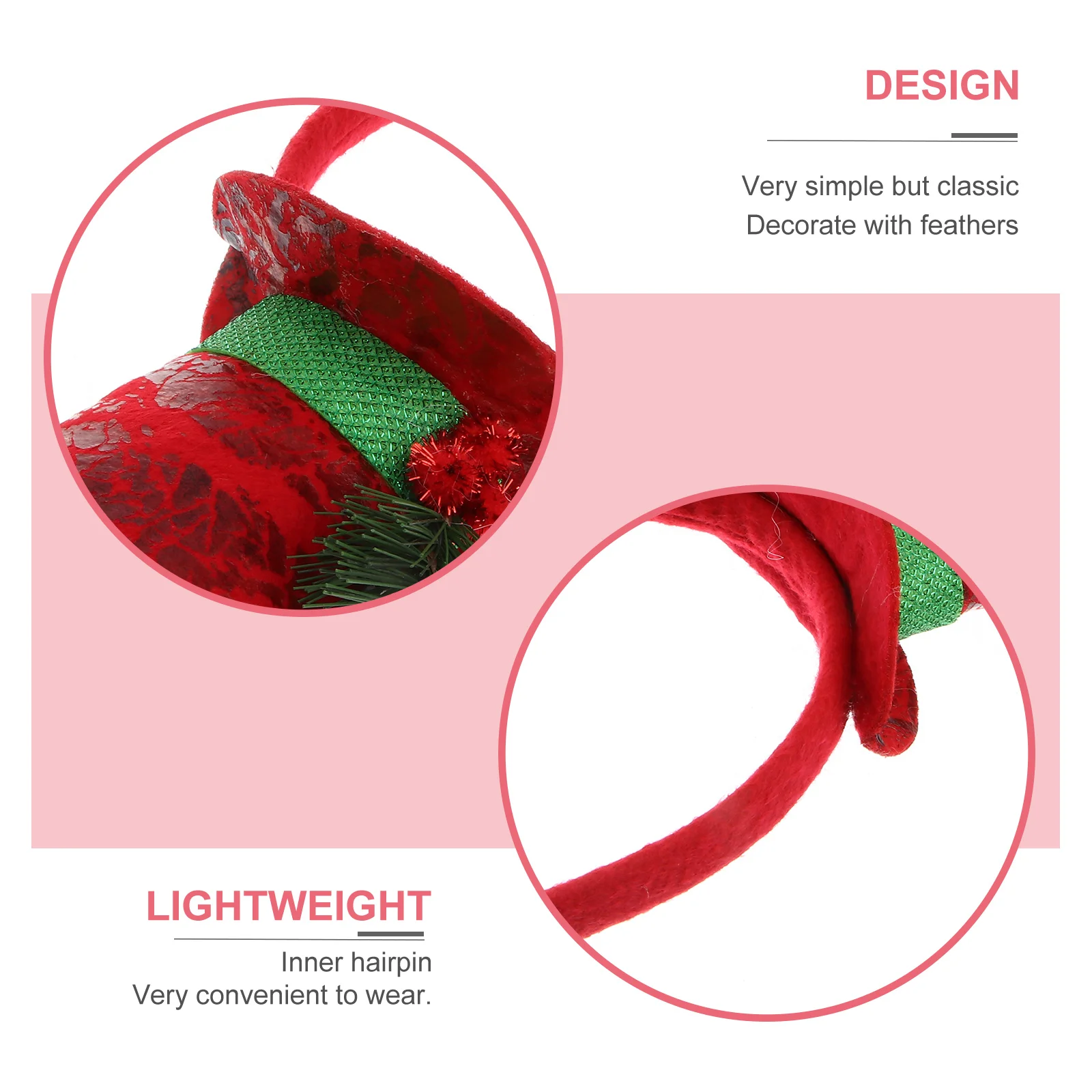 

Christmas Hat Headband Red Berry Leaves Comfortable One Size Fits Most Holiday Hair Accessories Christmas Hat Headband