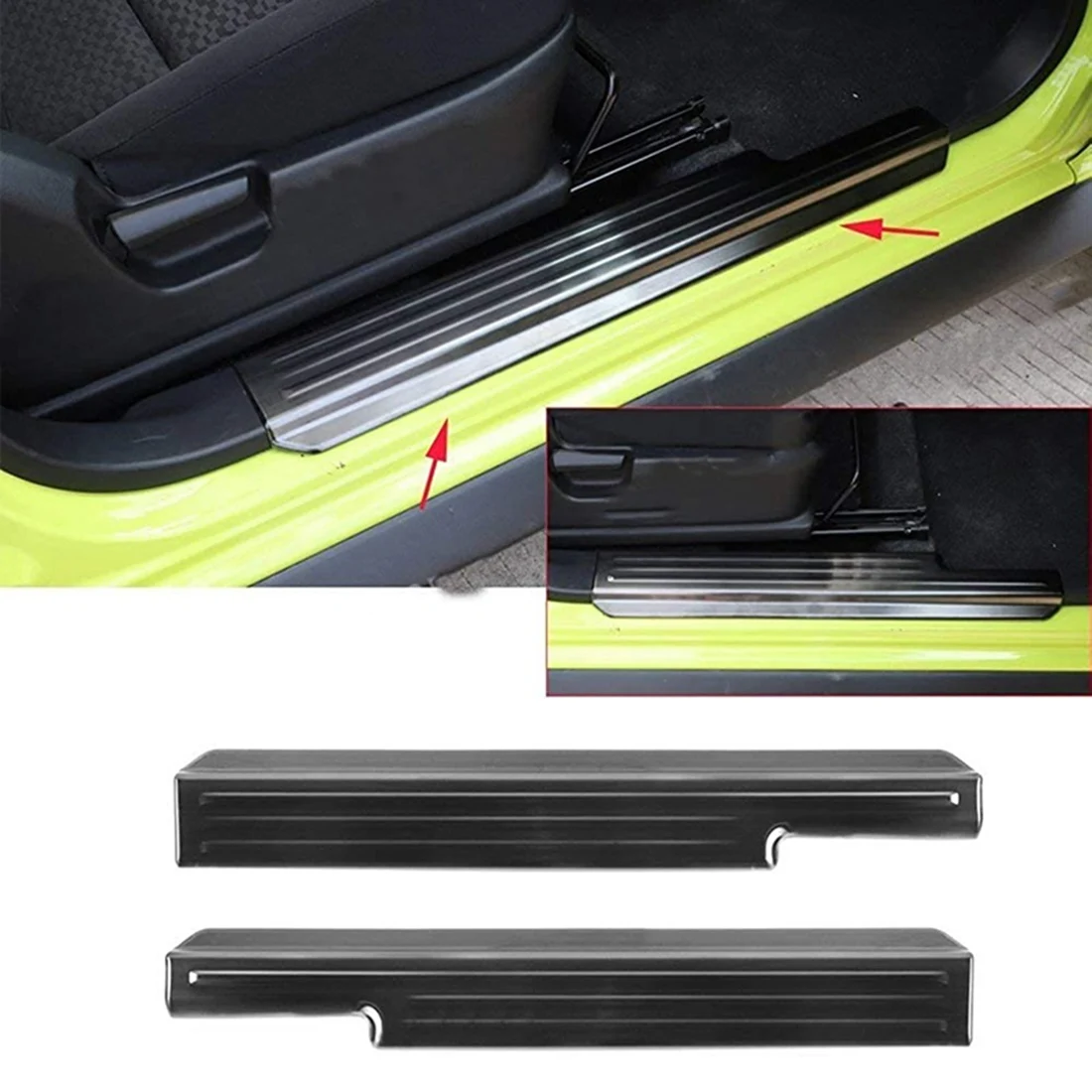 A01K-Car Door Sill Scuff Plate Guard Threshold Cover For Jimny 2019 2020 2021 2022 Accessories