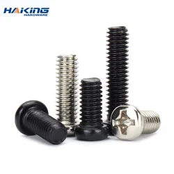 50p M1 M1.2 M1.4 M1.6 M2 M2.5 M3 M4 Mini Micro Small Light Black A2 304 Stainless steel Cross Phillips Pan Head Screw Round Bolt
