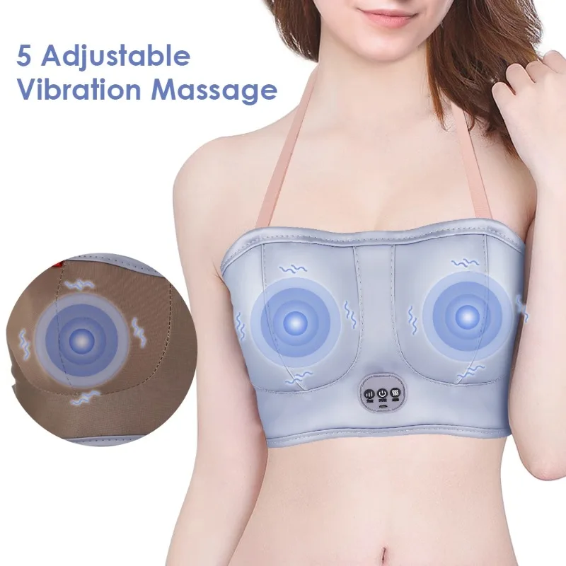 USB Charging Electric Breast Massage Bra Vibration Chest Massager Growth Enlargement Enhancer Breast Heating Stimulator