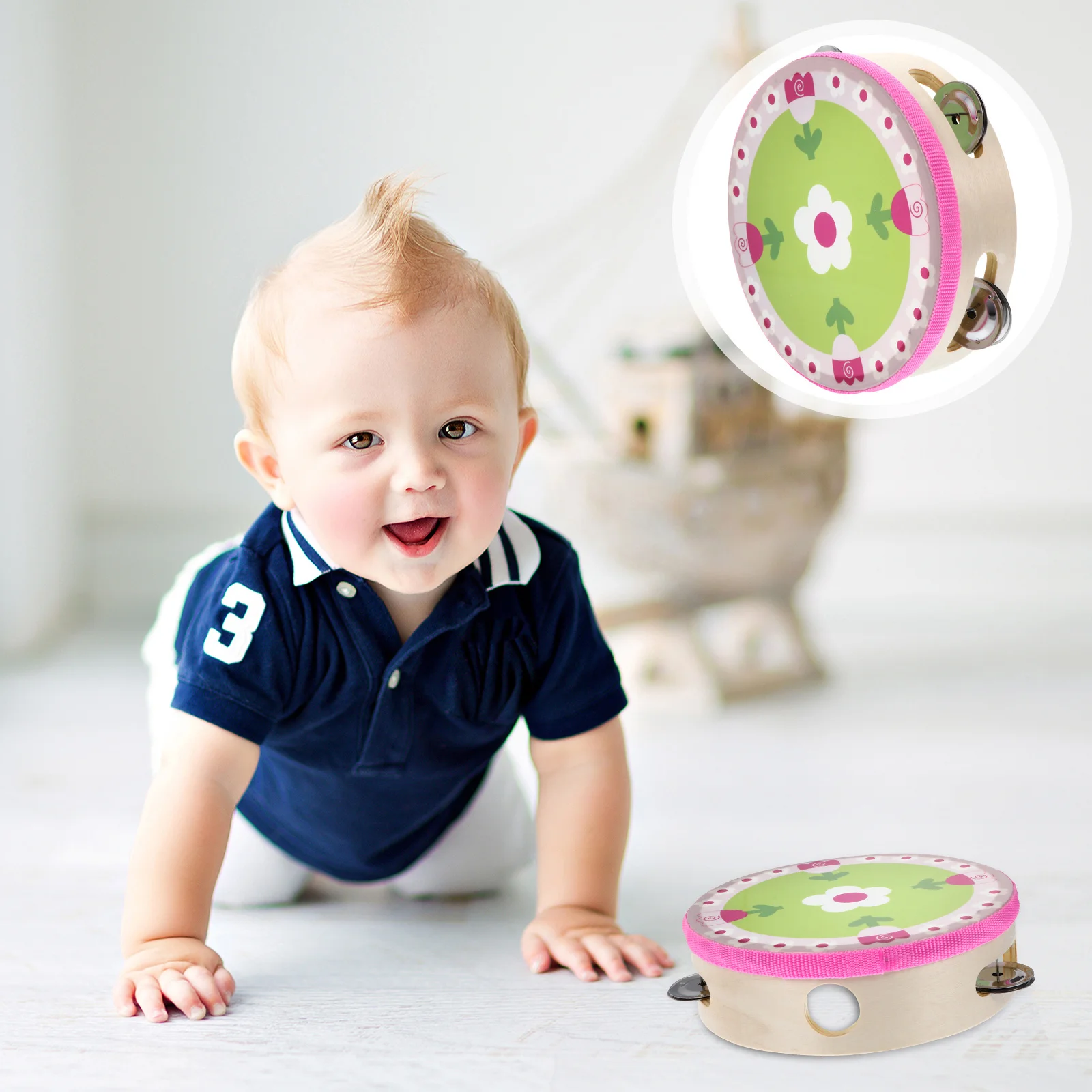 

Percussion Hand Lightweight Educational Musical Instrument For Kids Wooden Percussion Hand Drum Shaker Rattle Baby Drum