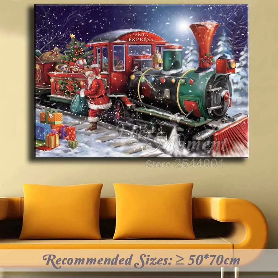 Ever Moment 5D DIY Diamond Painting Christmas Square Rhinestone Diamond Mosaic Santa Claus Train Gift Diamond Embroidery ASF1036 view 2