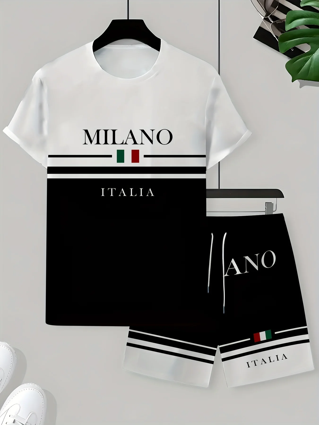 

2026 New "MILANO ITALIA" Men's Fashion Versatile T-shirt Set Suitable for Daily Wear and Competition Attire