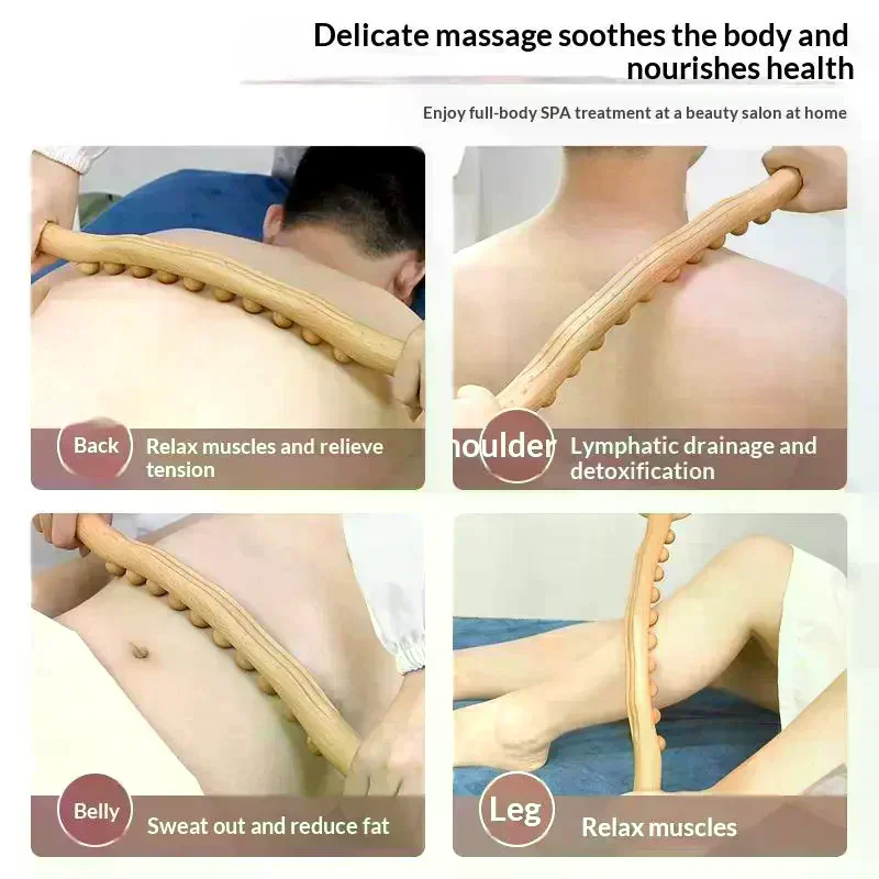 1PCS Carbonized Wood Massage Lymphatic Drainage Massager Wooden Gua Sha Massage Stick Neck Back Relaxation Guasha Tool Body Anti