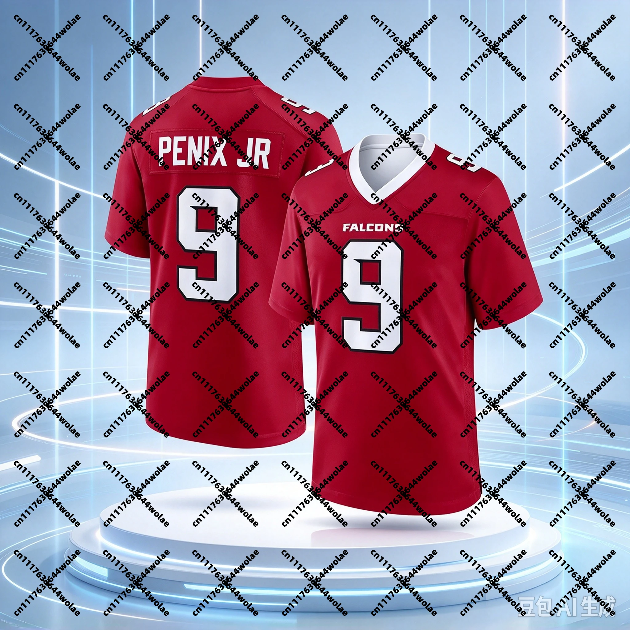 Men #9 Penix JR Atlanta Falcons Red Home Football Jersey White Number V Neck Breathable Fan Game Jersey Family Matching