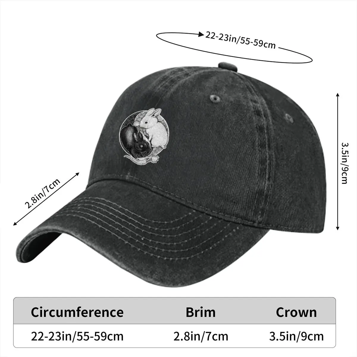 Balanced Bunnies Baseball Caps Peaked Cap Rabbit Animal Pattern Sun Shade Hats for Men Women