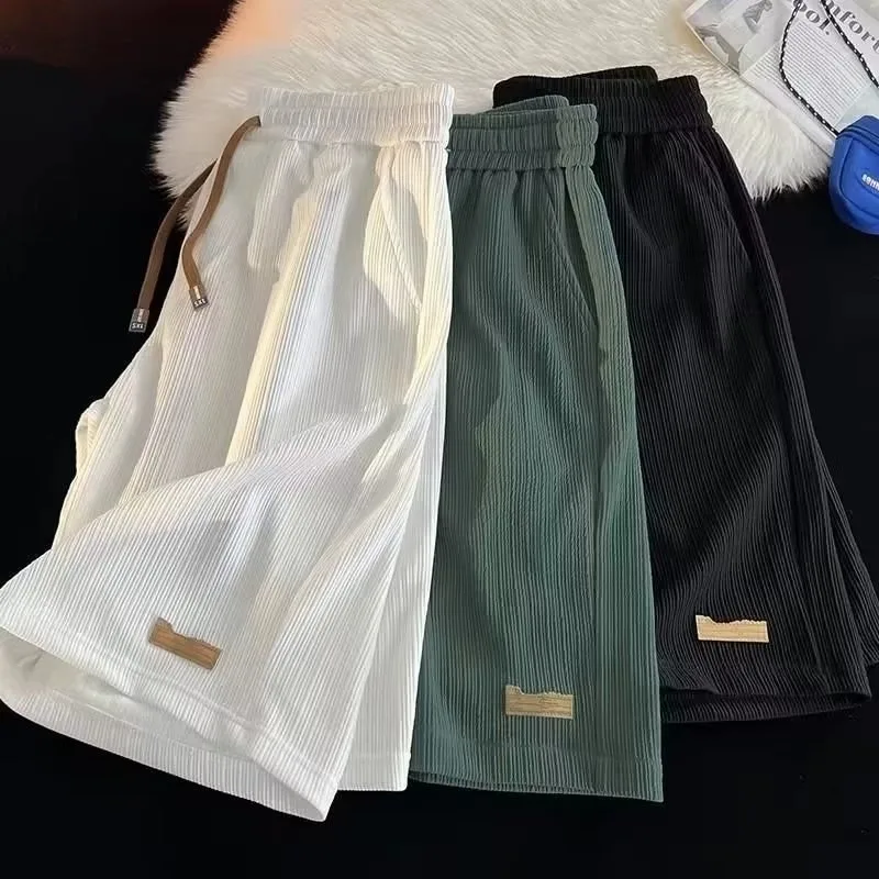 Ice Silk Casual Shorts Men's Summer Thin American Trendy Brand Quick Dry Loose Large Size Beach Five-Quarter Pants