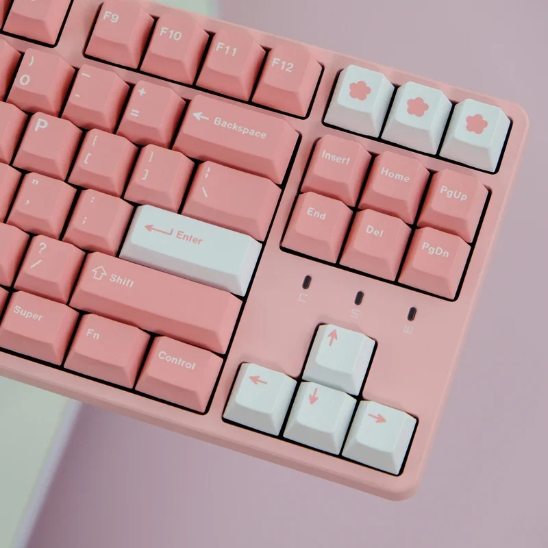 129 Keys/set  GMK Peach Blossom Keycaps Cherry Profile PBT Dye Subb Lightproof Key Caps For 61 68 75 84 87 96 98 104 108
