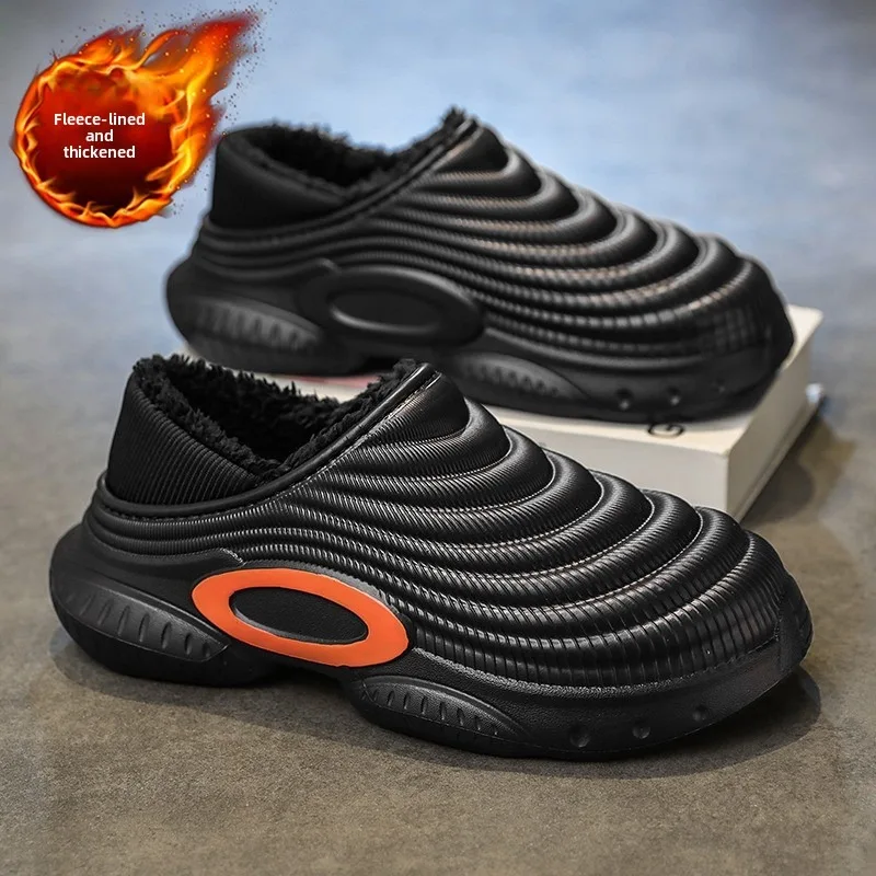 New Fashion Cotton Men And Women Slippers Winter Warm Plush Thickened Waterproof Non-Slip Slippers Indoor Outdoor Men Warm Shoes