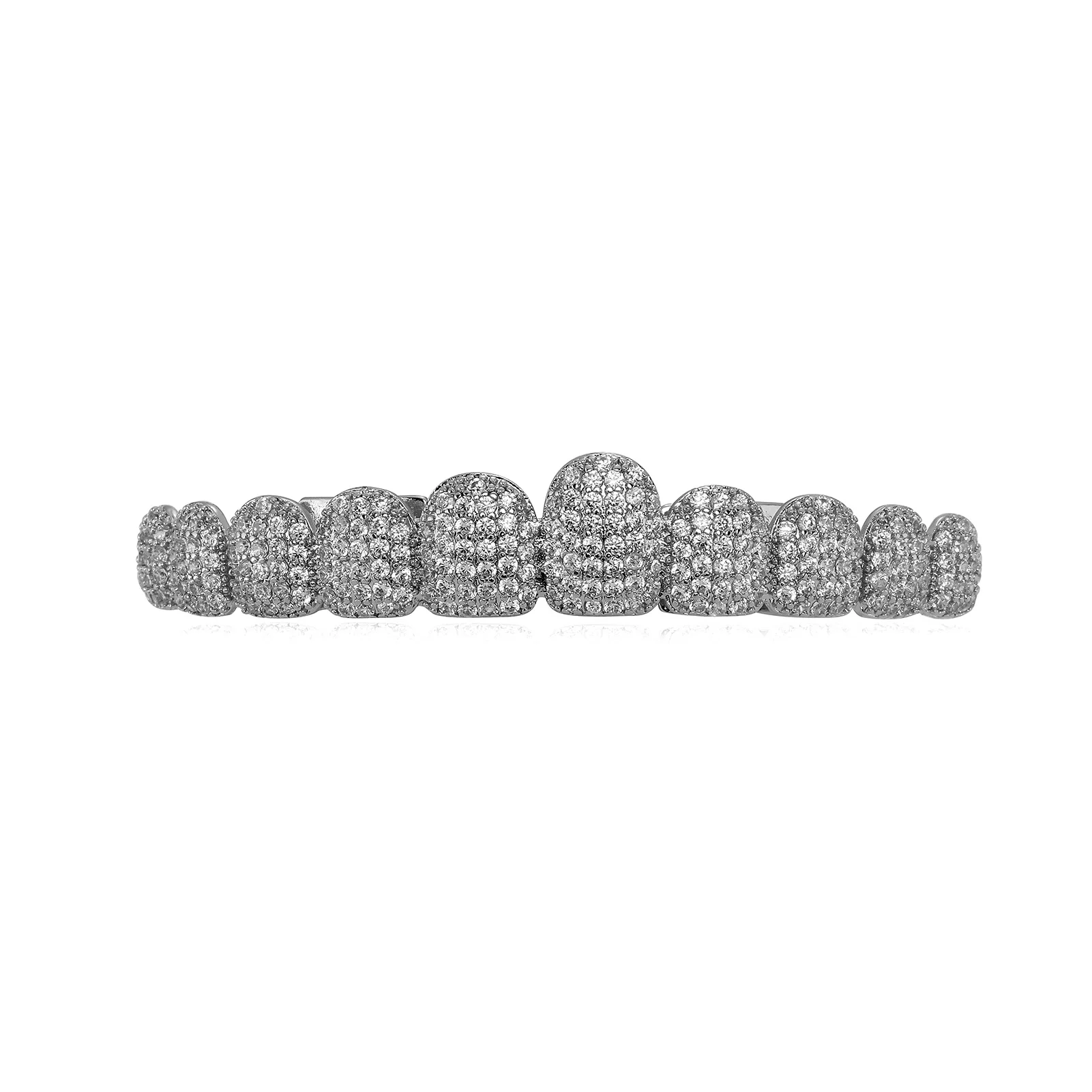 TOPGRILLZ Iced Out 10 Top & 10 Bottom 5A CZ Steine Zähne Grillz Punk Rapper 14K vergoldete Zirkon Zahnkappen für Mundschmuck