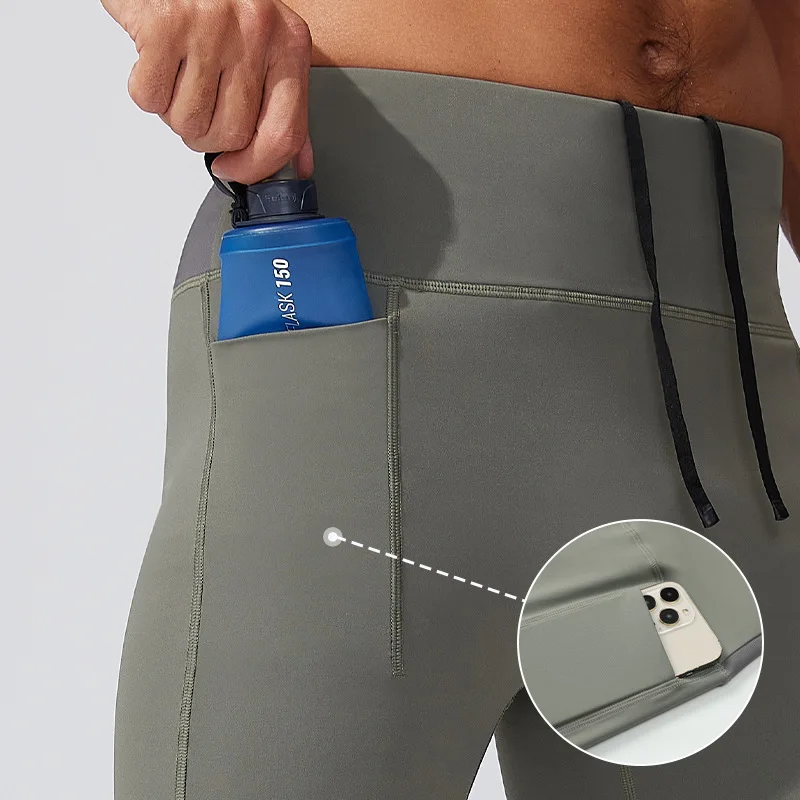 Men's 5 Pocket Compression Running Training Shorts with Built-in Waist Bag Quick-Dry Tight 5-Inch for Marathon Gym Spring Summer