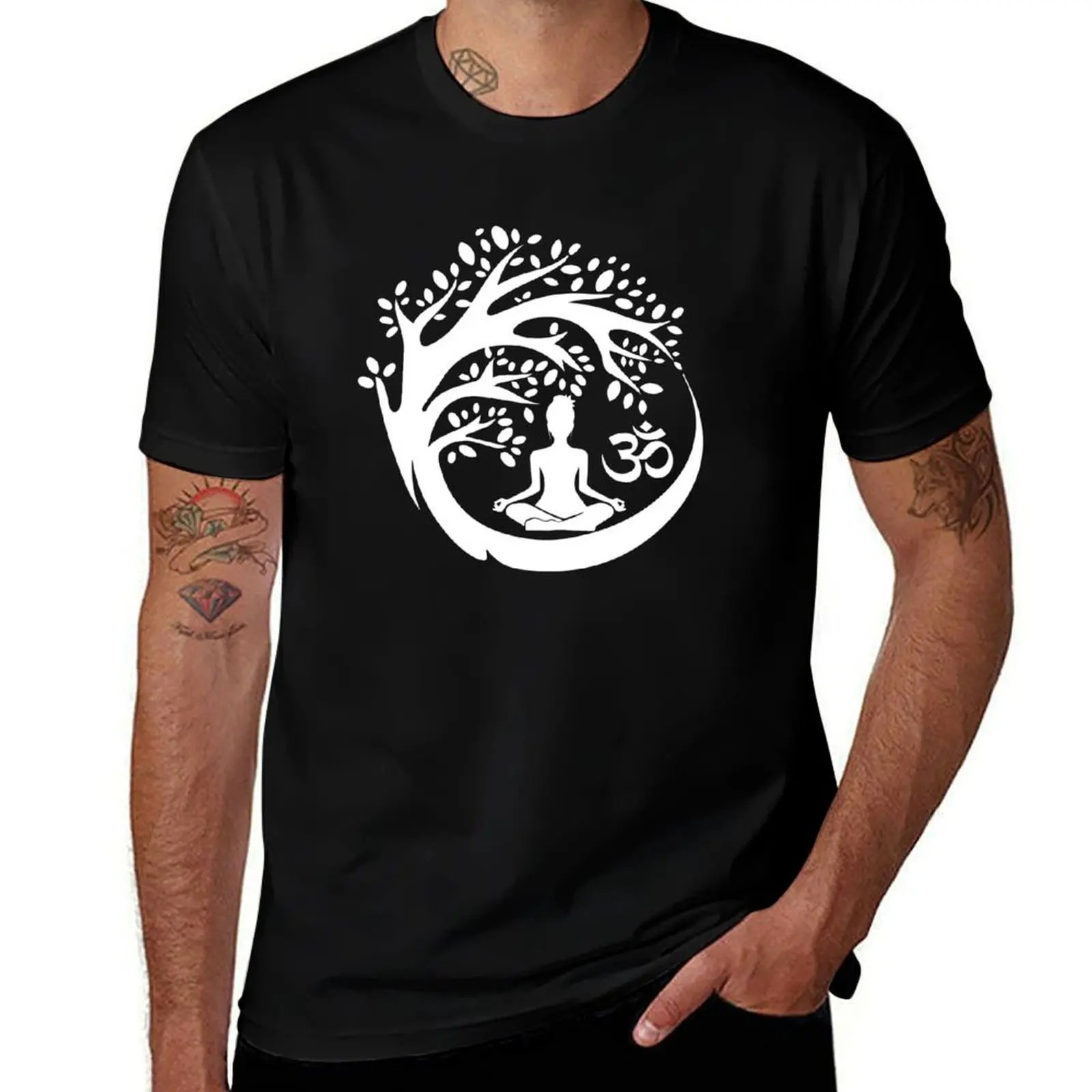 Tree namaste white T-Shirt Plus Size Non-Shrink T-Shirt