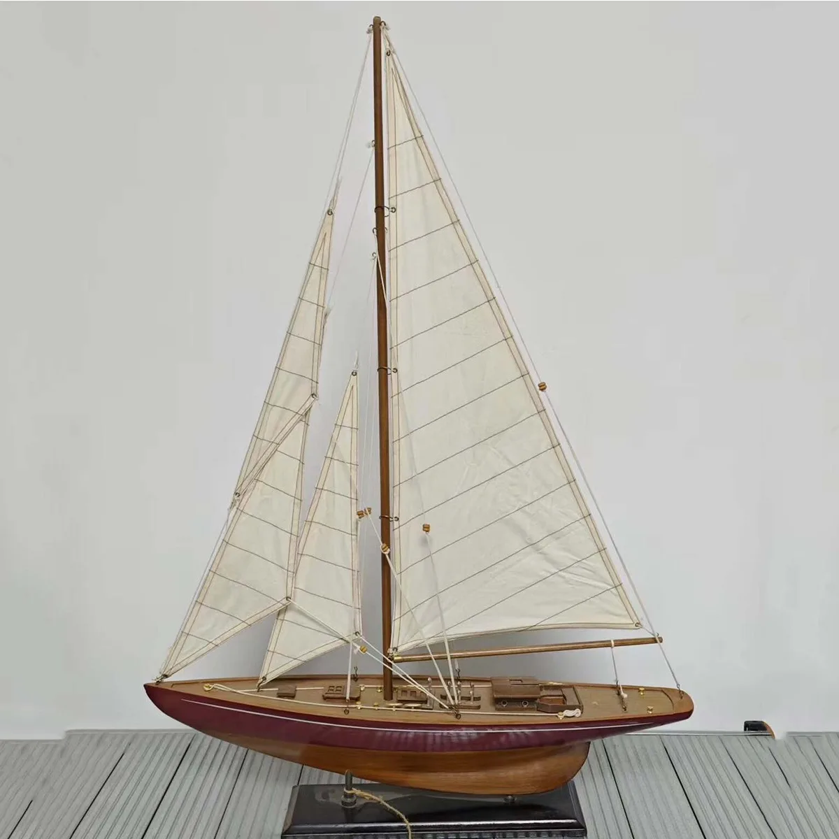 New 61cm Vintage Sailboat Model Handmade Wooden Structure Sailboat Model RTR Boy Toy Gift Ornaments