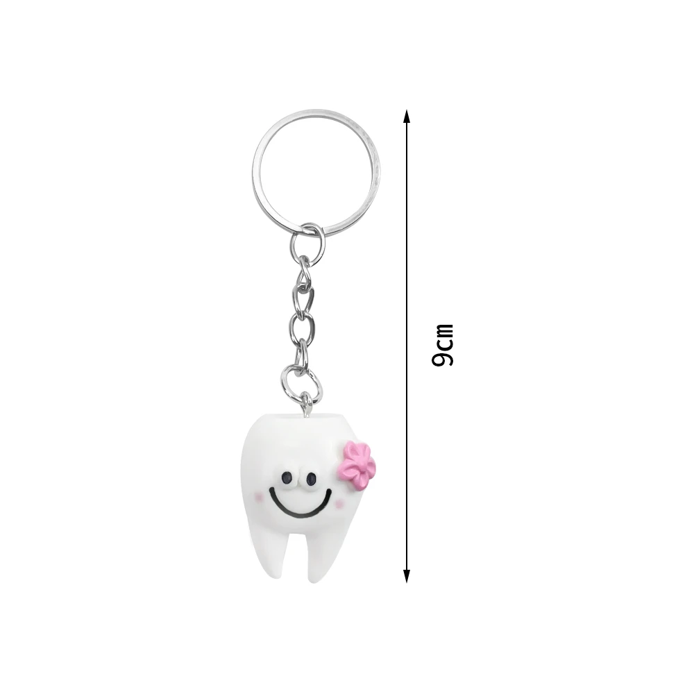 10Pcs Lovely Dental Key Ring Teeth Model Simulation Tooth Shape Key Chain Decorative Accessories Pendant Dentist Kids Gift