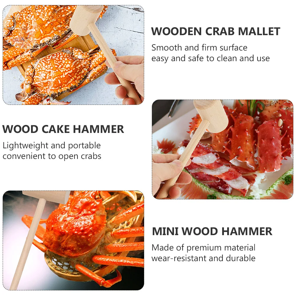 15 Pcs Small Hammer Crab Hammers Seafood Tool Cake Wooden Lobster Cracker Mini Eating Tools Mallet