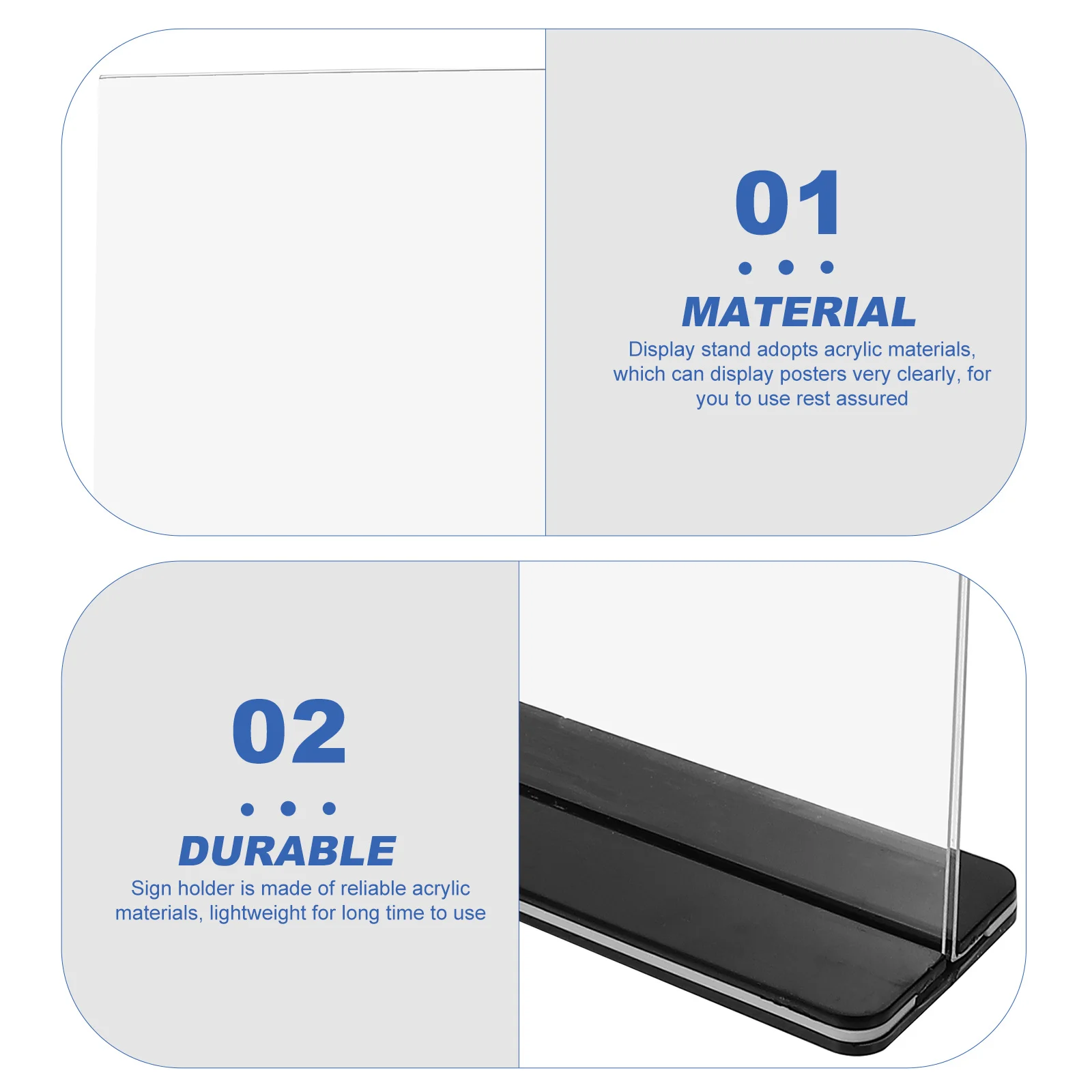 Display Board Acrylic Menu Stand Poster Holder for Table Double Sided Price Stands