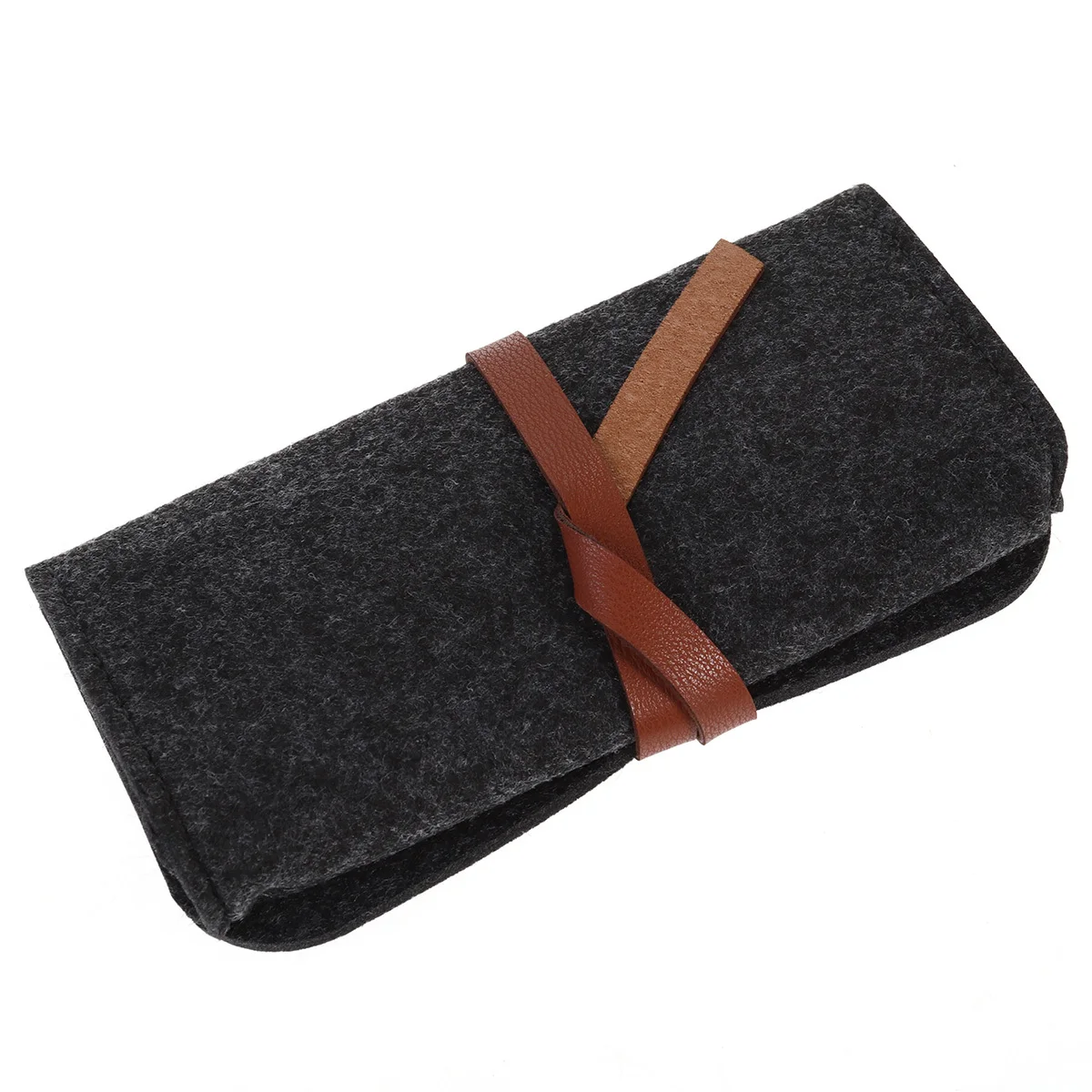 

Portable Dark Grey Felt Eyeglasses Storage Case Lightweight Minimalist Sunglasses Pencil Pen Case Pouch for Travel and