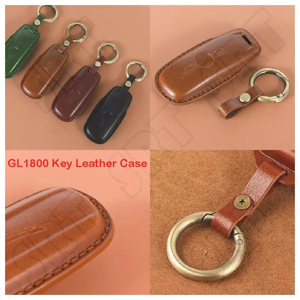 Fits for Honda GL1800 GoldWing 1800 Tour 2020 2021 2022 2023 Motorcycle Smart Key Leather Case Cover Fashion KeyChain KeyRings