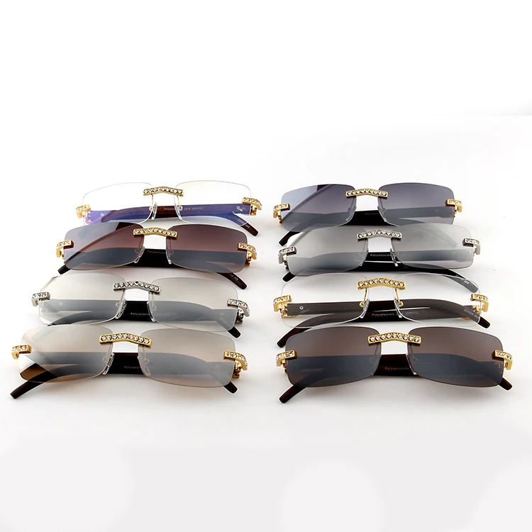 Kenbo Vintage Fashion New Brand Rimless Rhinestone Sunglasses Popular Diamond Metal Men Women Luxury Design Sun Glasses Unisex