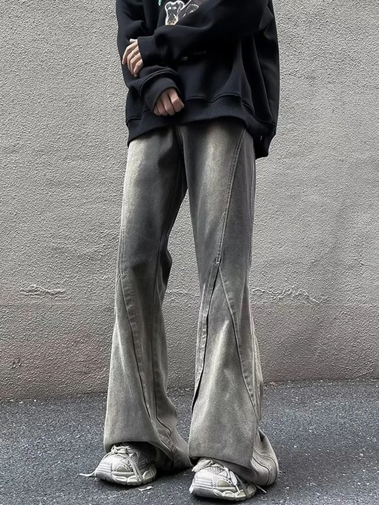 

Мужские джинсы в американском стиле ретро с бахромой, свободные широкие длинные брюки High Street Sle для подростков