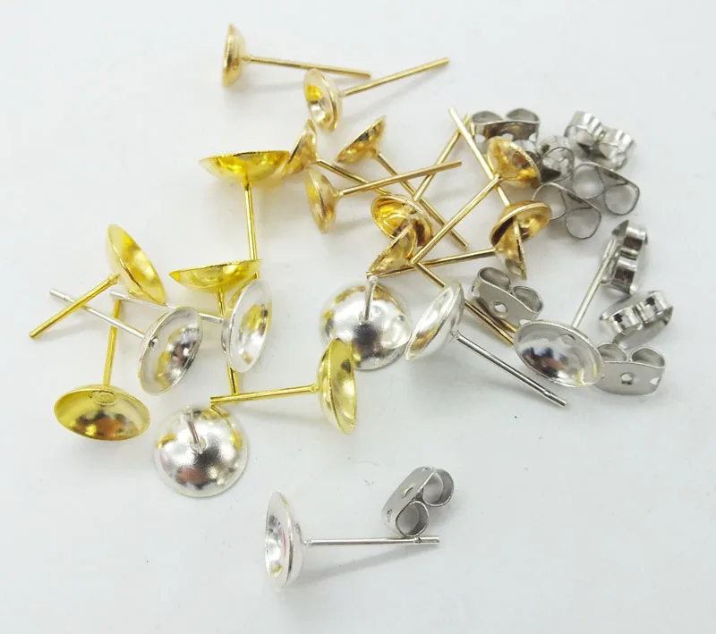 2000pcs   4/6/8 mm bowl-shaped concave ear pins earrings accessories , diy jewelry accessories