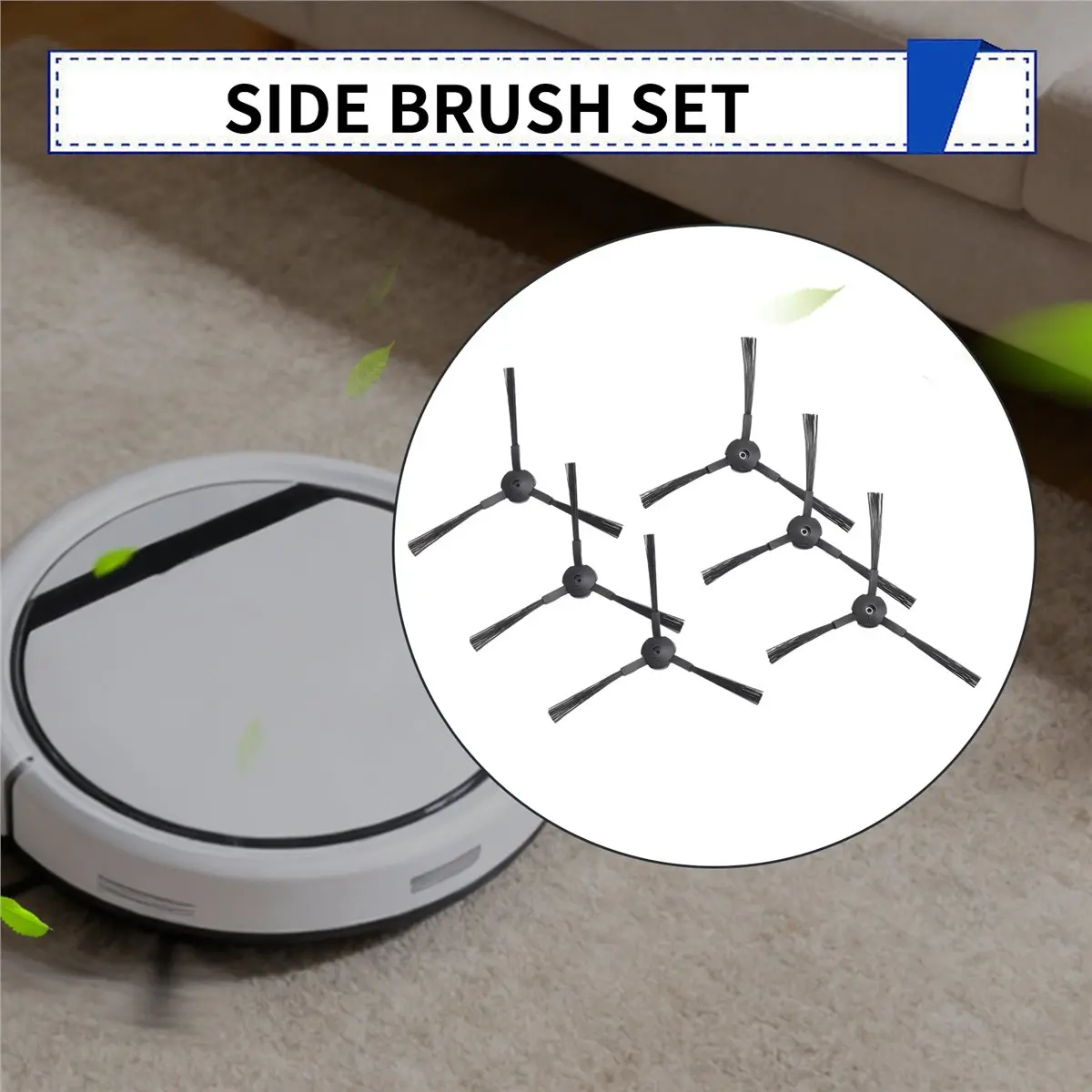 #18F Side Brush (3 Right+3 Left) For Ilife A4 A6 Cleaning Brush Part,Vacuum cleaner parts,(plastic)